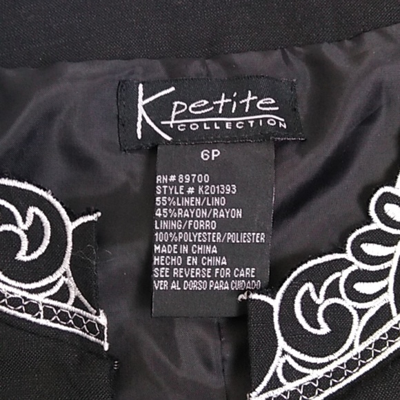 K Petite Collection black white Embroidered Jacket - Picture 3 of 7